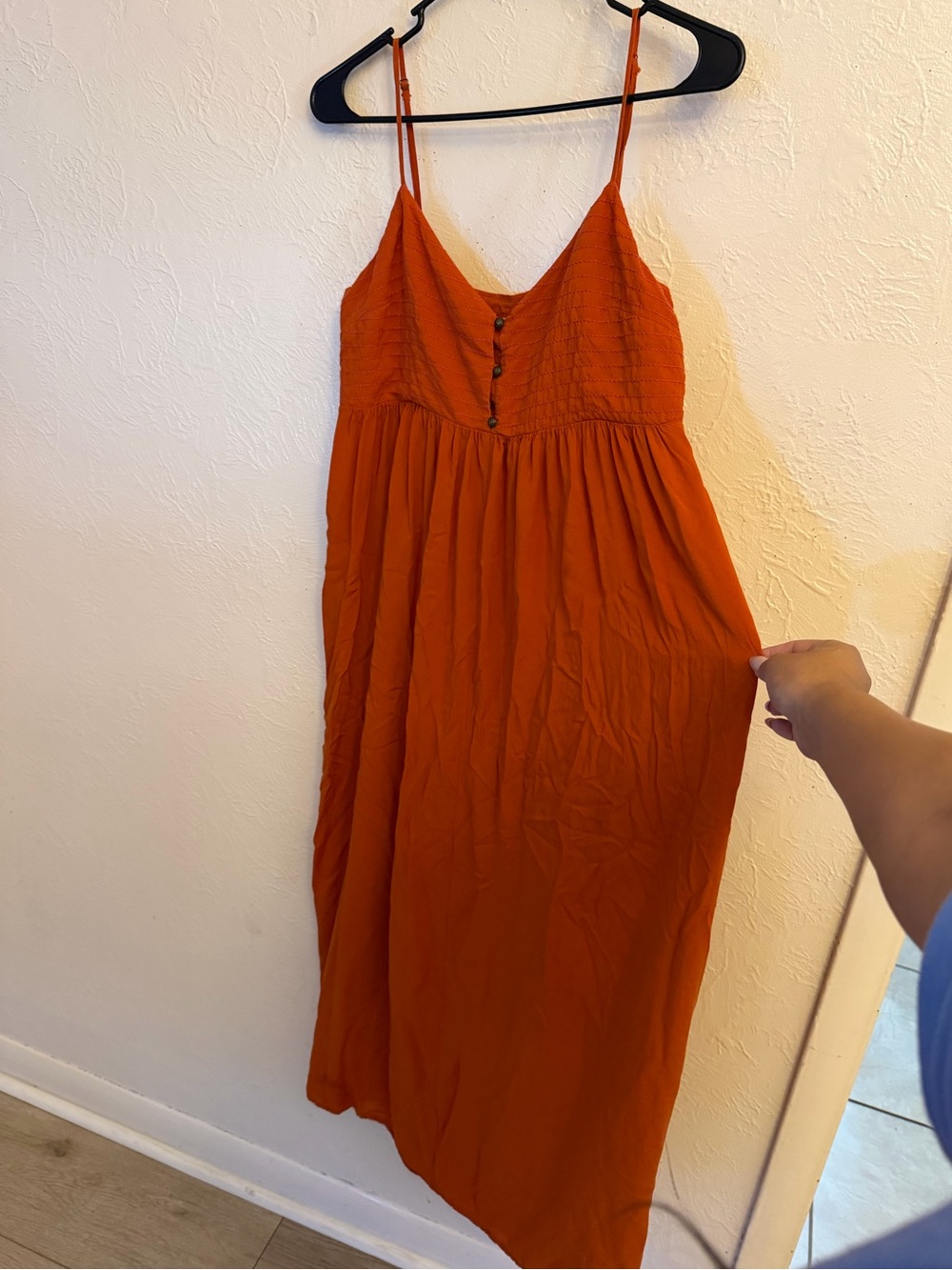 Anthropologie Rust Orange Spaghetti-Strap Maxi Dress